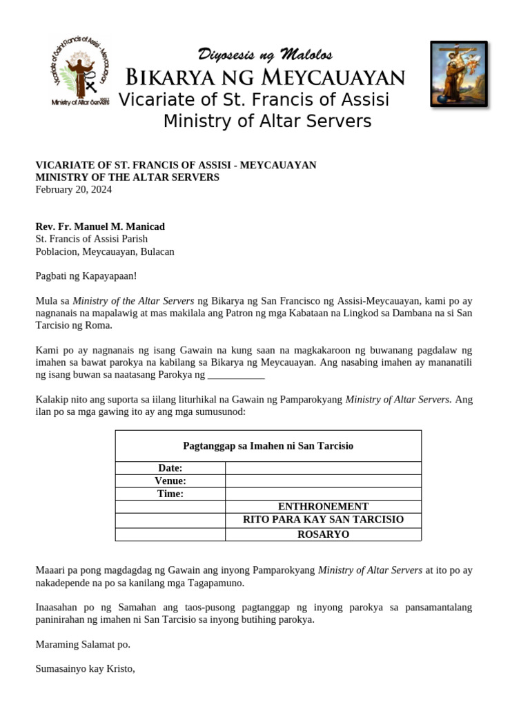 Letter For Parish | PDF