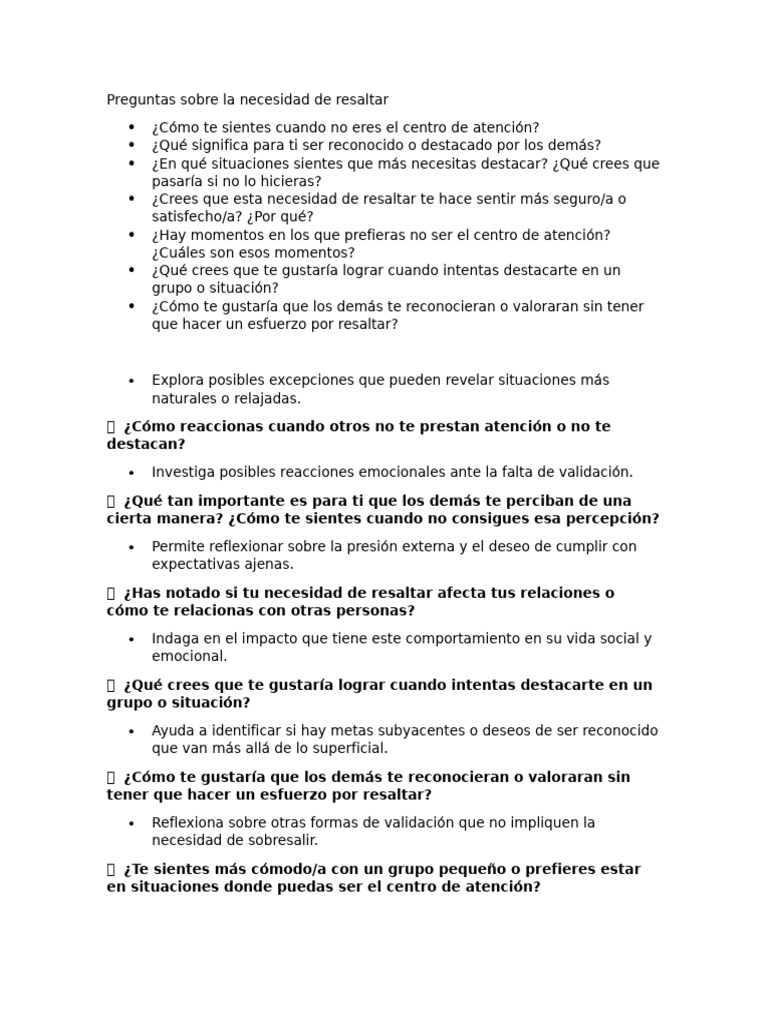 Preguntas Sobre La Necesidad de Resaltar | PDF