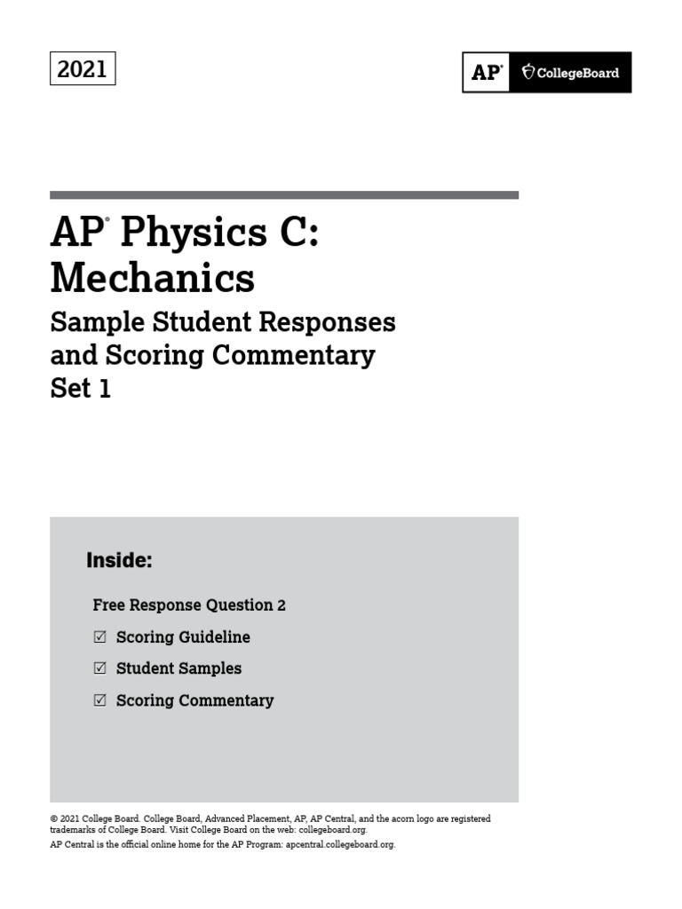 AP Physics C Mechanics 2021 Scoring Guide | PDF | Force | Acceleration