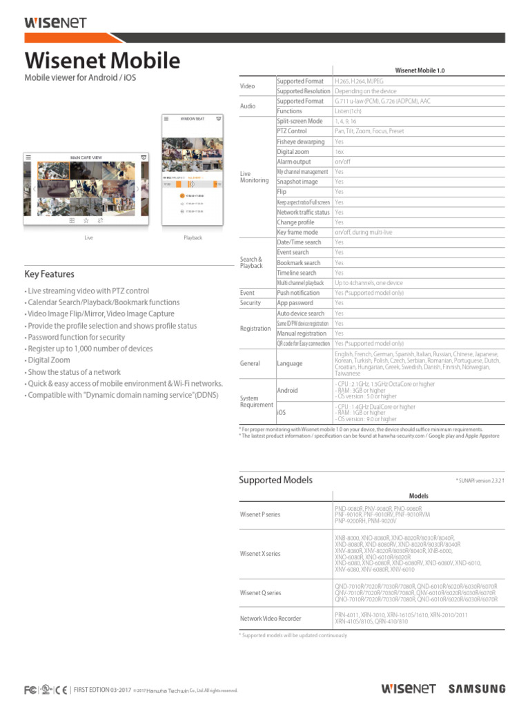 Wisenet Mobile 1.0 Features Overview | PDF | Software | Information ...
