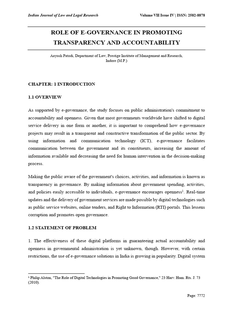 E-Governance: Enhancing Transparency & Accountability | PDF | E ...