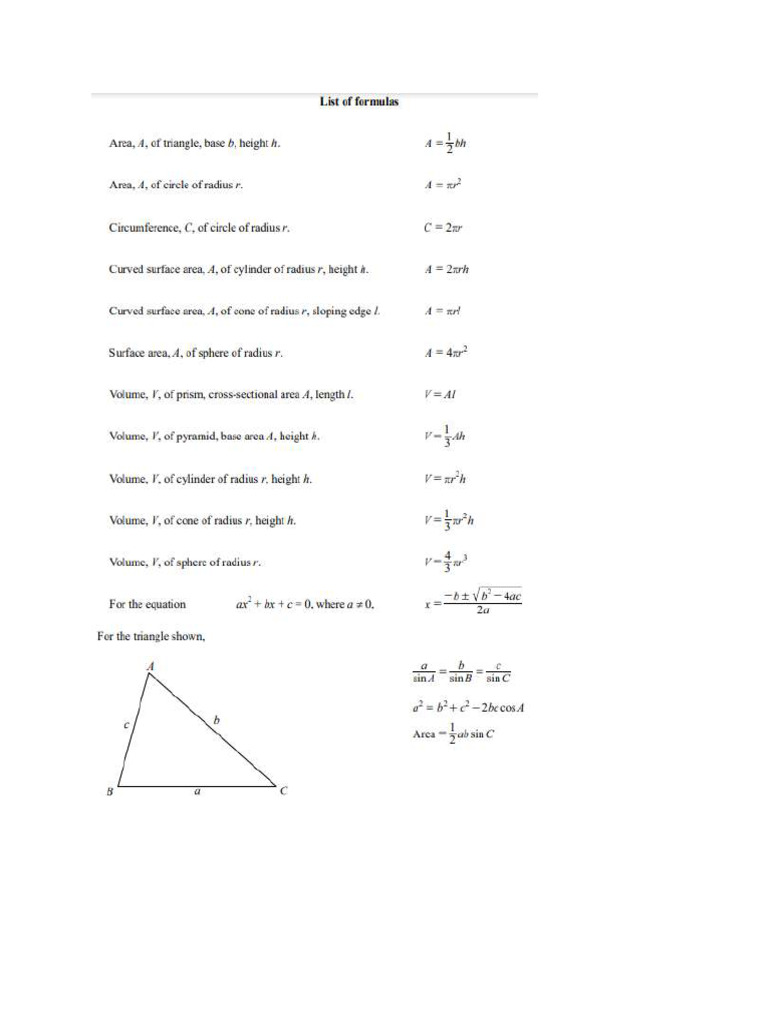 Formula List | PDF