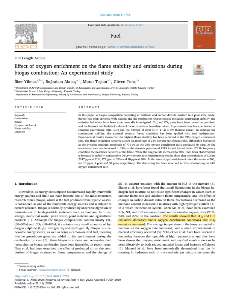 2020 Effect of Oxygen Enrichment On The Flame Stability and Emissions ...