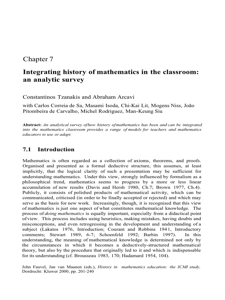 Integrating History in Math Education | PDF | Mathematics | Learning