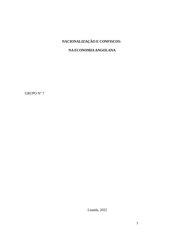 Nacionalização e Confiscos em Angola | PDF | Propriedade privada | Economia