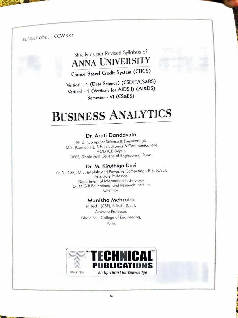 BUSINESS ANALYTICS Book | PDF