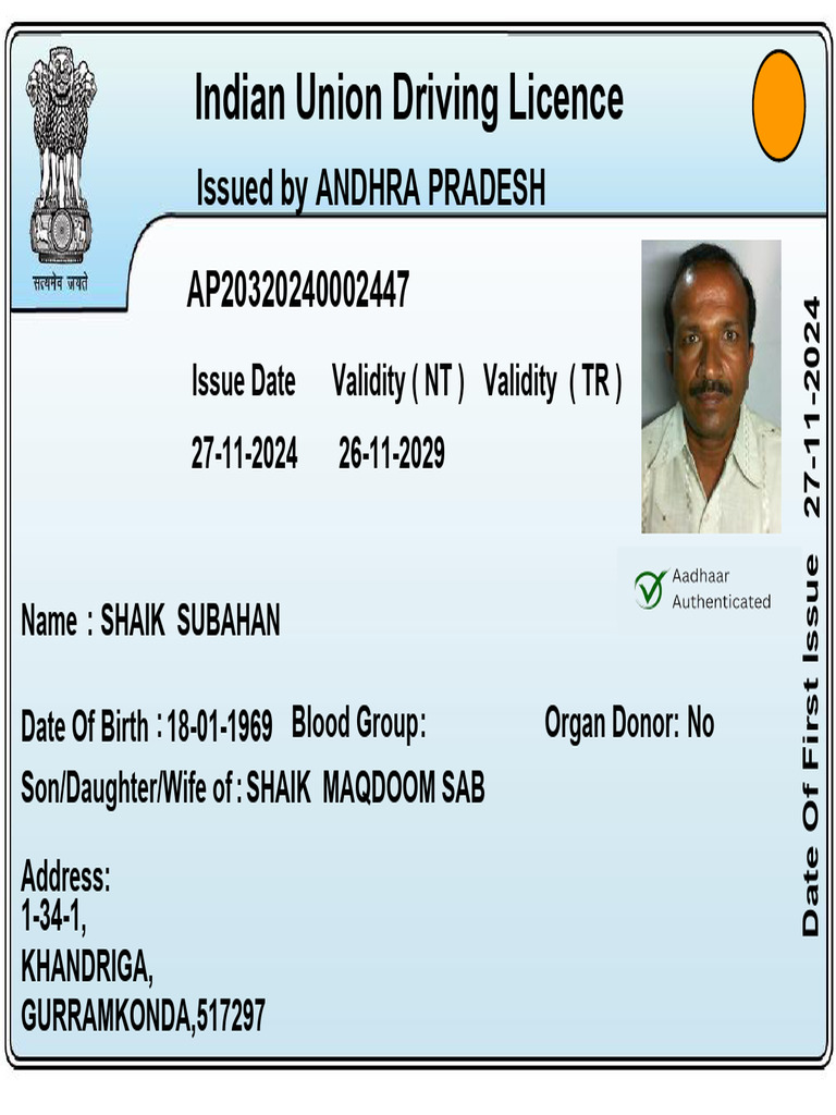 Indian Driving Licence Details | PDF