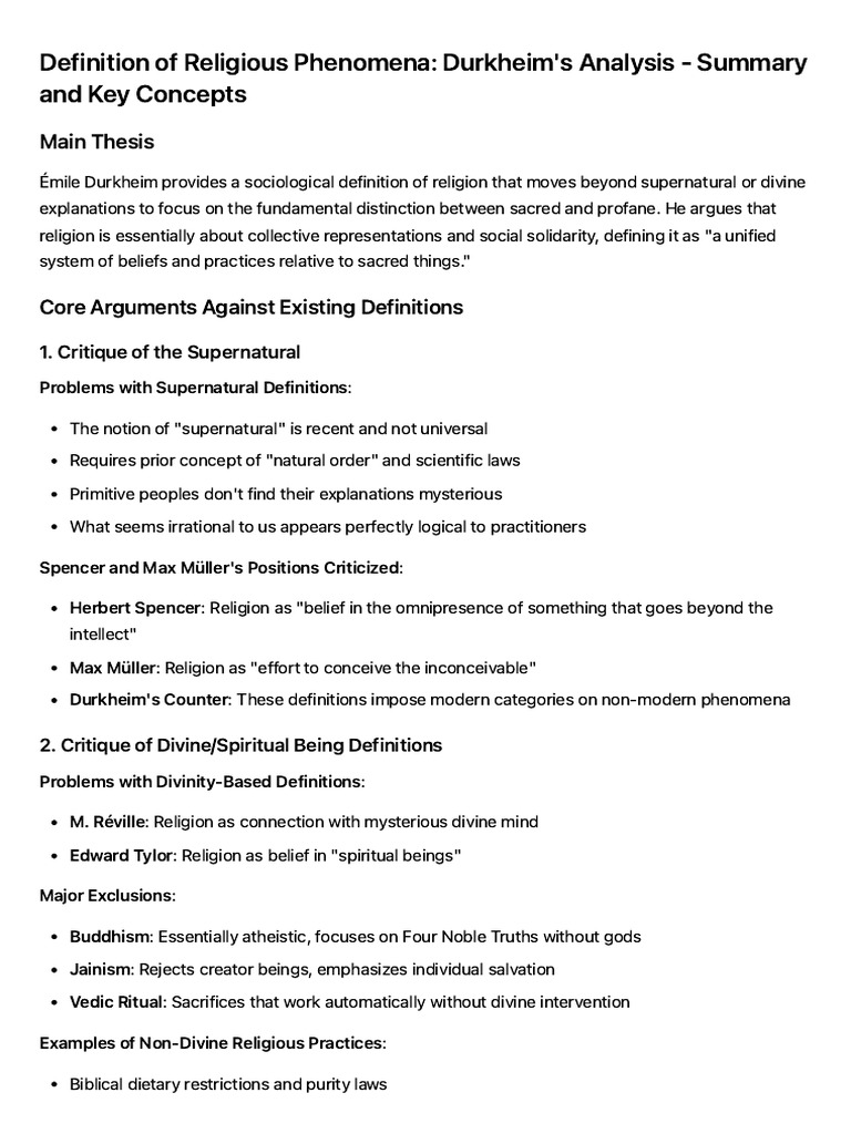 Critique of Supernatural in Religion | PDF | Émile Durkheim | Sociology