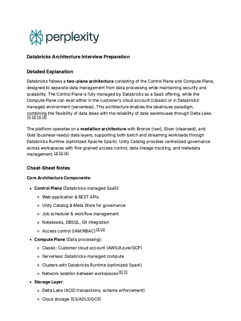 Databricks Architecture Interview Insights | PDF | Cloud Computing ...