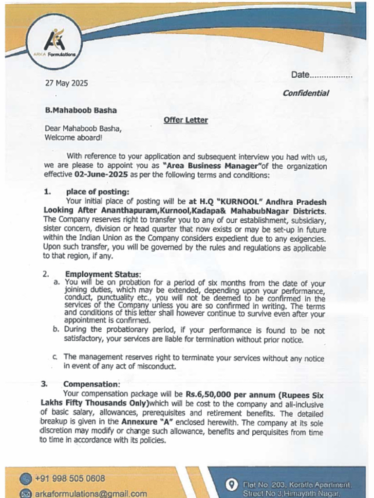 Offer Letter | PDF