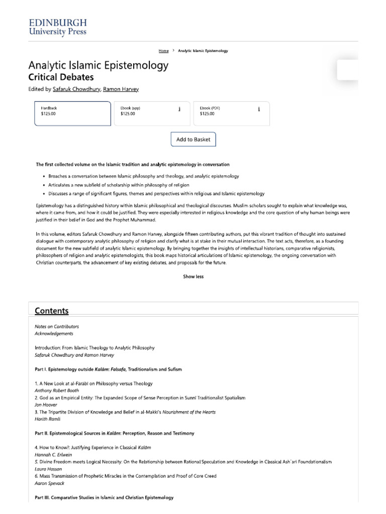 Analytic Islamic Epistemology | PDF