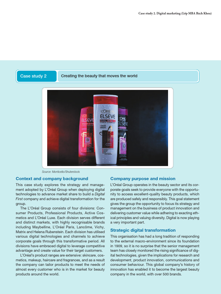 Case Study 2 - LOreal Group (Digital Marketing) | PDF | Brand | Cosmetics