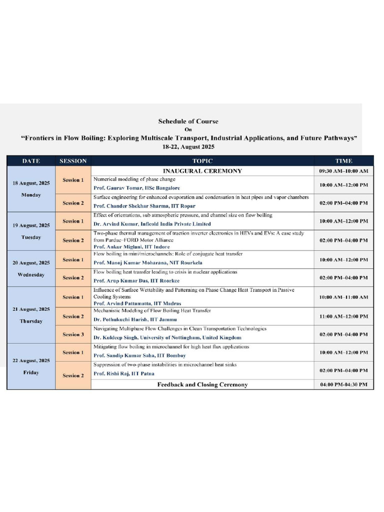 Schedule | PDF