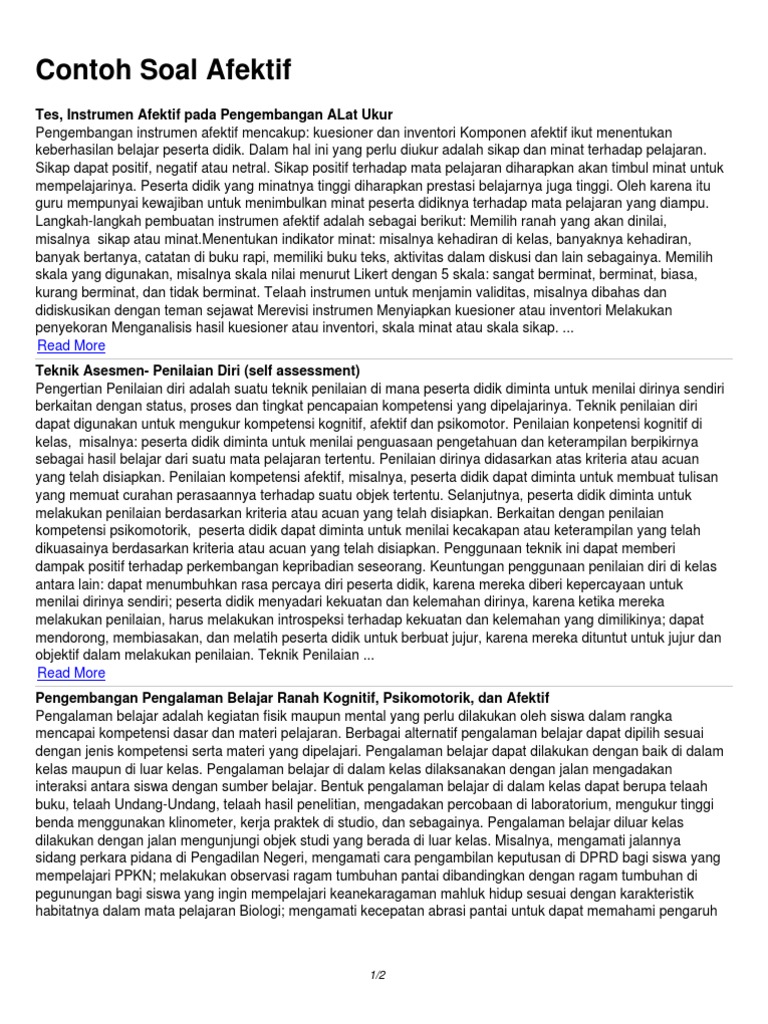Contoh Soal Afektif