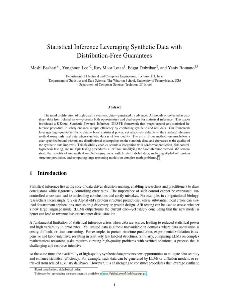 GESPI: Synthetic Data for Inference Control | PDF | Type I And Type Ii ...