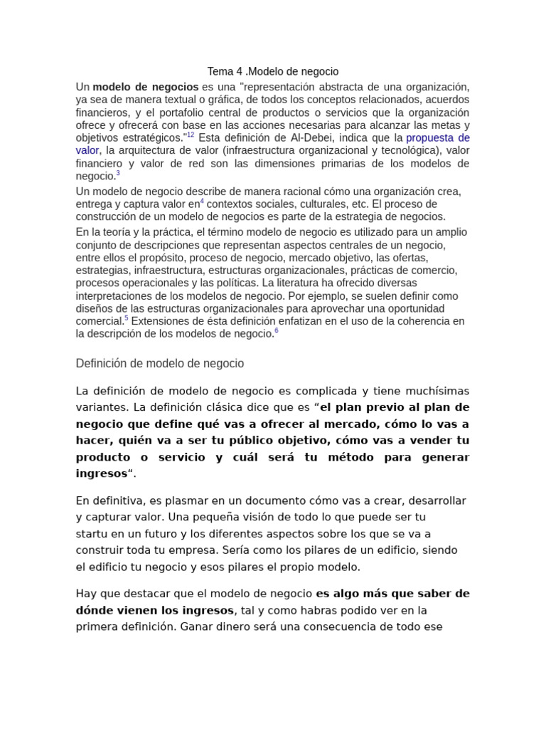 Definición y Ejemplos de Modelos de Negocio | PDF | Modelo de negocio ...