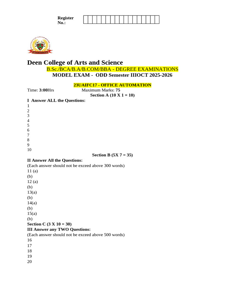 Question Paper Model | PDF