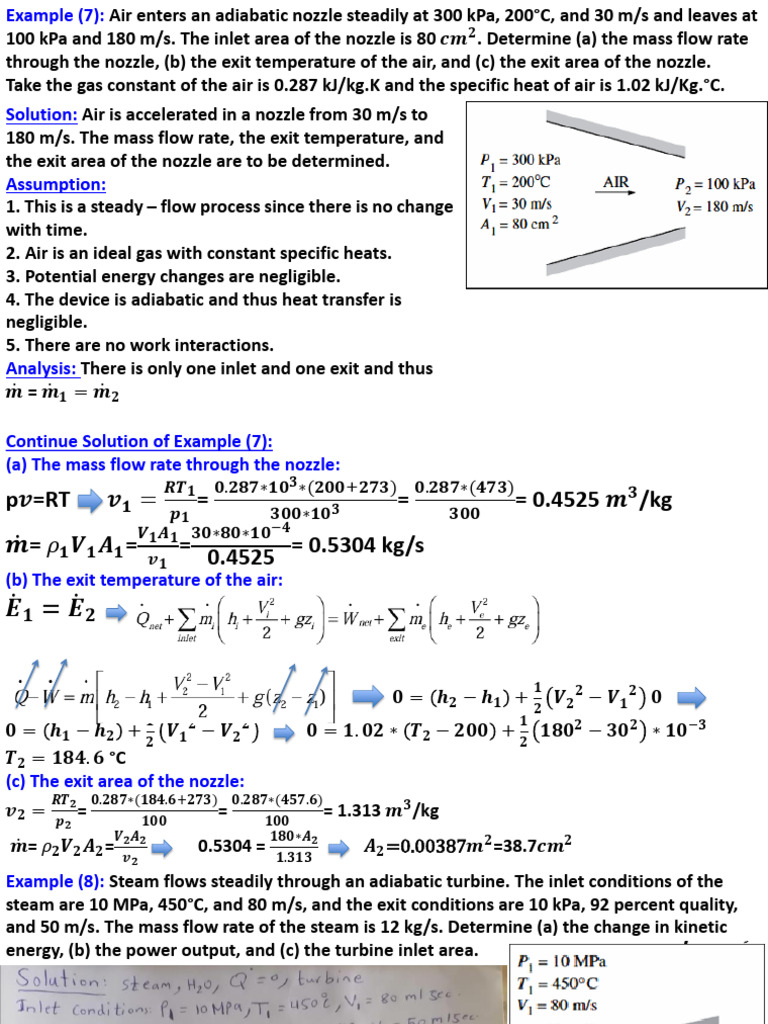 Air Flow Analysis in Adiabatic Nozzle | PDF | Steam | Heat