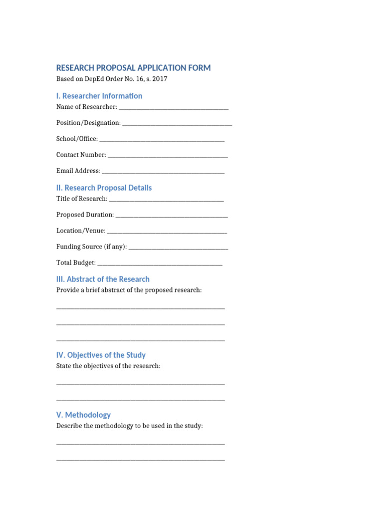 Research Proposal Application Form | PDF