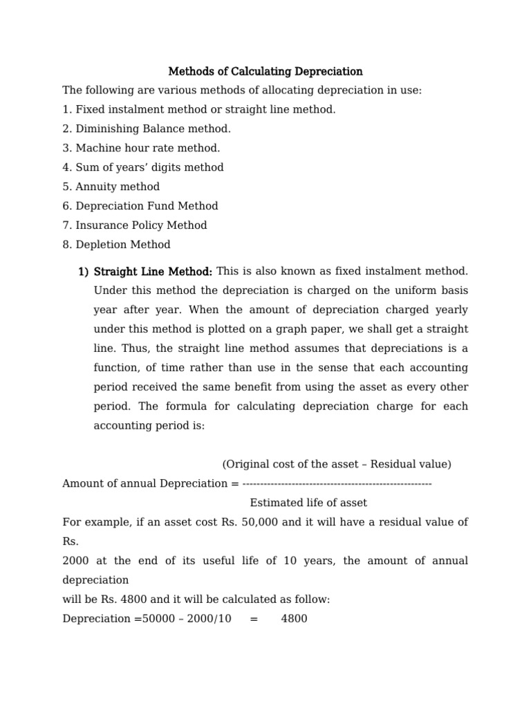 Methods of Calculating Depreciation | PDF | Depreciation | Financial ...