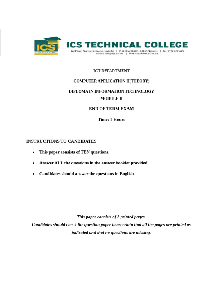 Computer App 2 Theory Dip | PDF