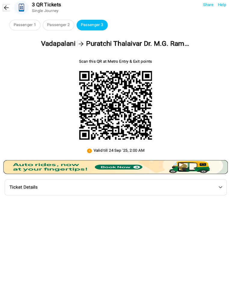 QR Ticket Details for Metro Travel | PDF