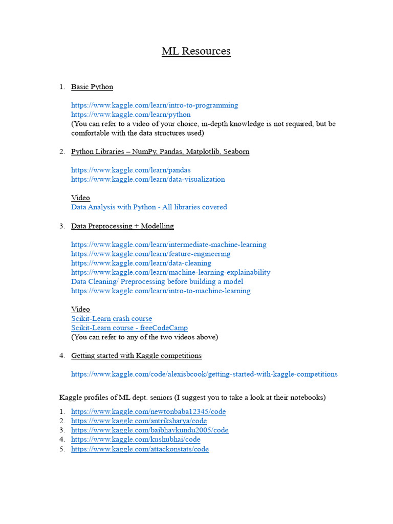 Essential ML Resources and Tutorials | PDF