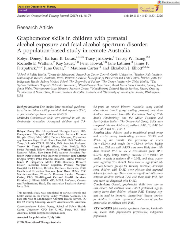 Graphomotor Skills in FASD Children | PDF