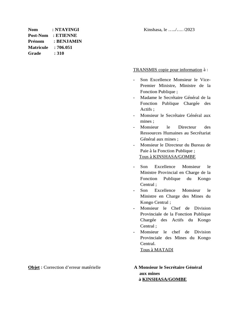 Correction d'erreur sur matricule 706.051 | PDF