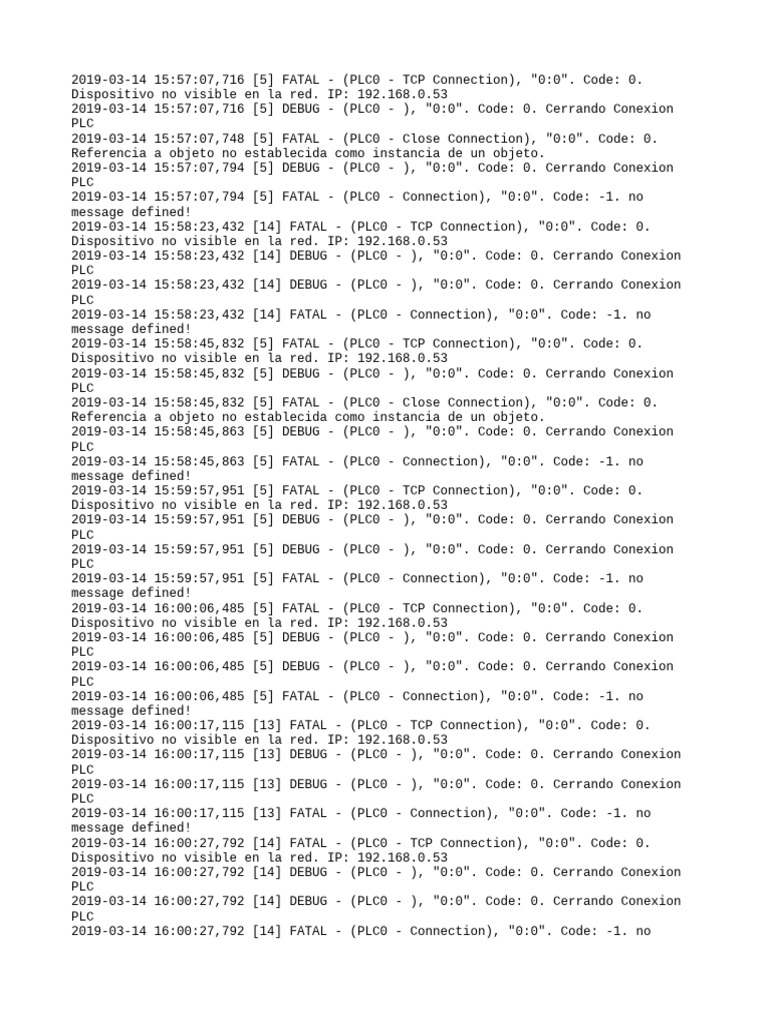 PLC Connection Error Log Analysis | PDF | Transmission Control Protocol ...