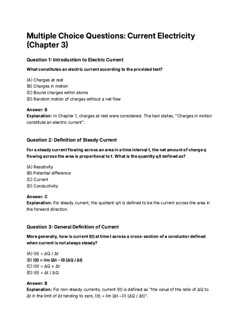 Understanding Electric Current Concepts | PDF | Electrical Resistivity ...