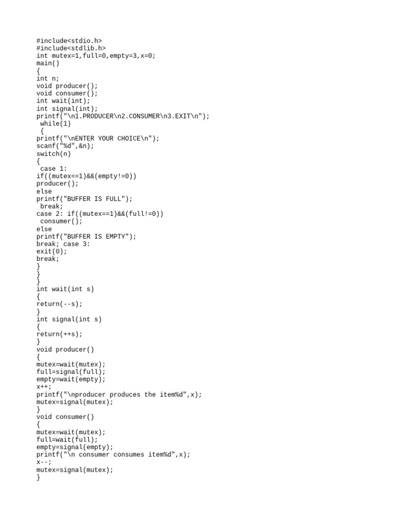 Producer-Consumer Problem in C | PDF