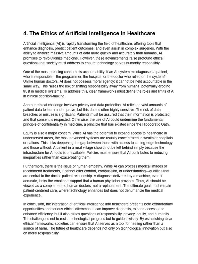 Ethics of AI in Healthcare Explained | PDF | Artificial Intelligence ...