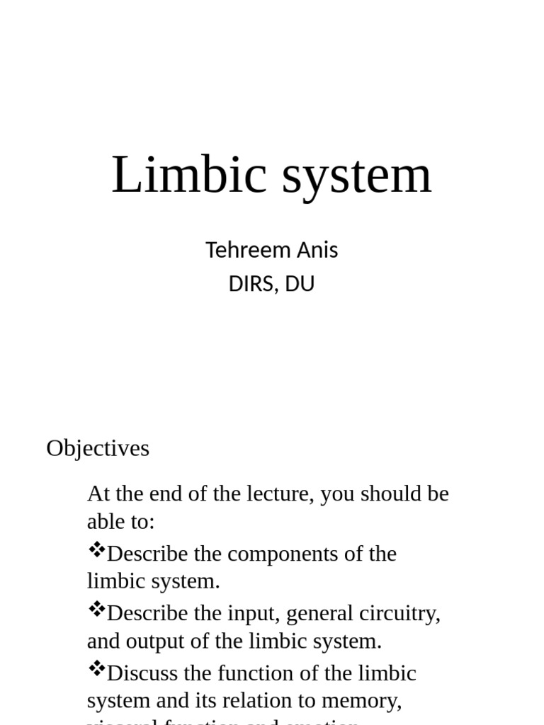 Understanding the Limbic System Functions | PDF | Limbic System ...