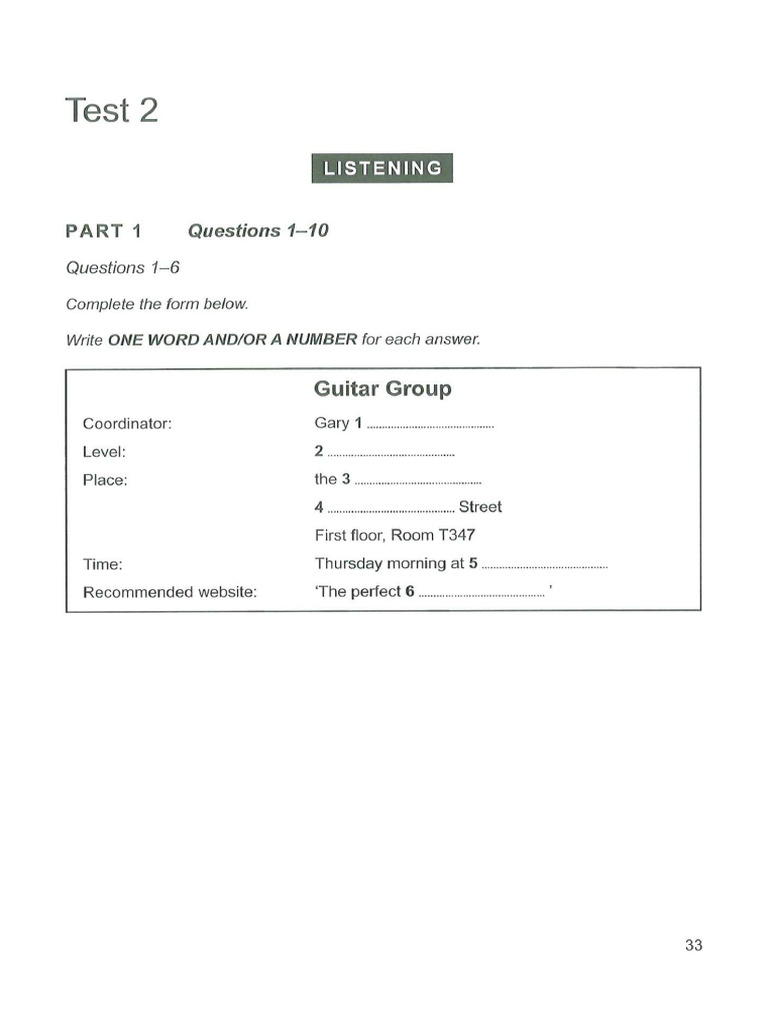 Listening Extra 1.3 - Unit 1, 1, Part 1, Form Filling, Table | PDF