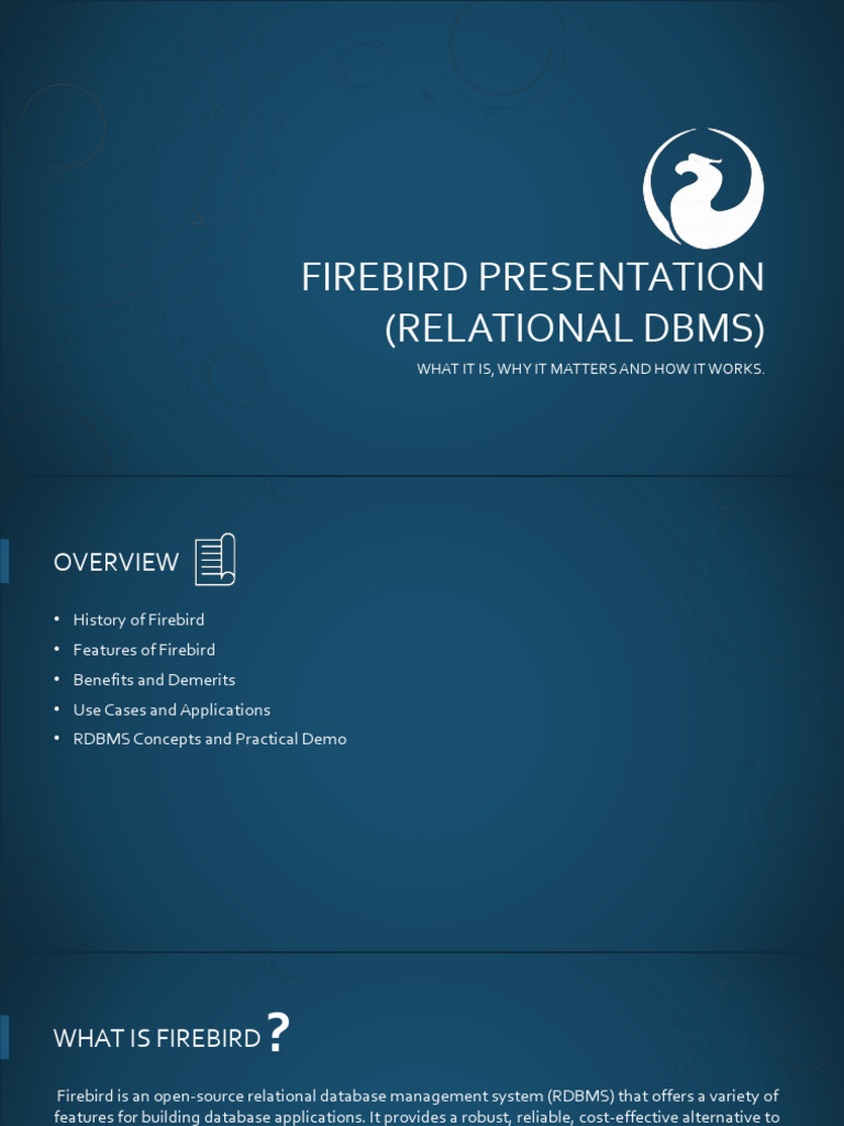 Firebird Database Overview and Demo | PDF | Relational Database | Databases