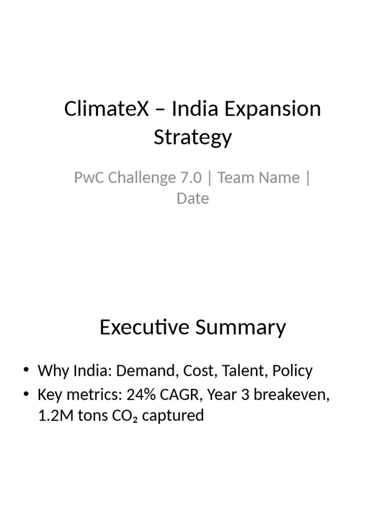 ClimateX India Expansion Strategy Overview | PDF