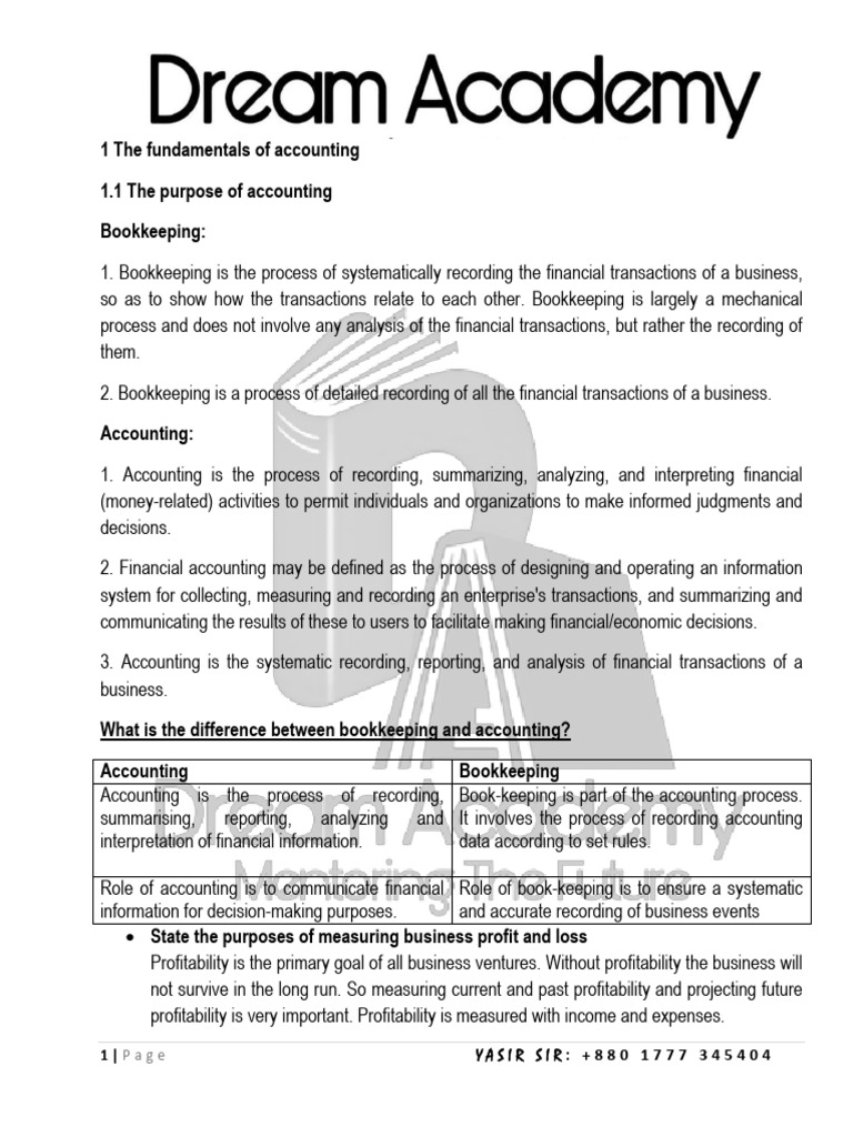 Fundamentals of Accounting Explained | PDF | Debits And Credits ...