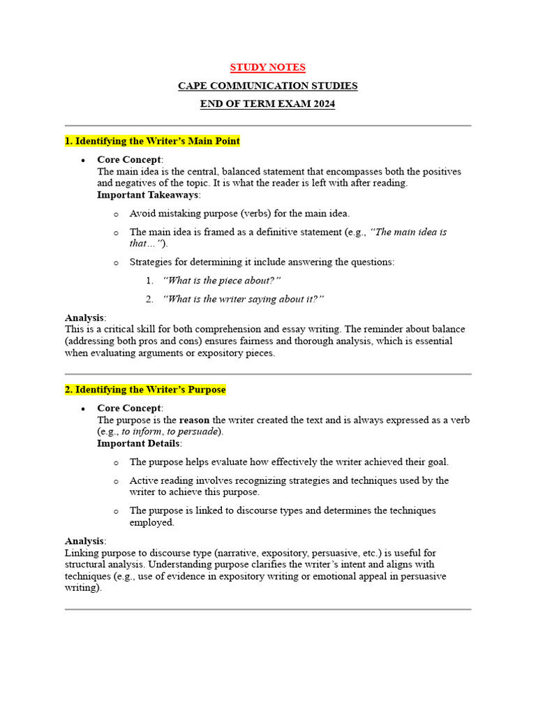 CAPE Communication Studies Exam Notes | PDF | Communication | Linguistics