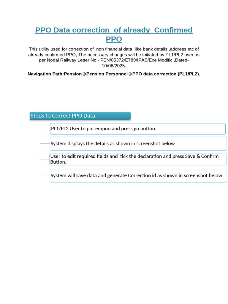 PPO Data Correction Process in Railways | PDF | Computing | Software