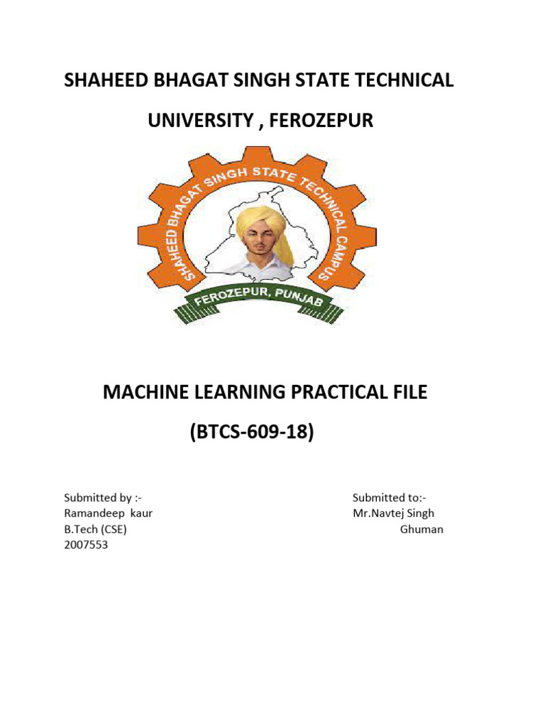 Machine Learning Practical File Overview | PDF | Data Compression ...