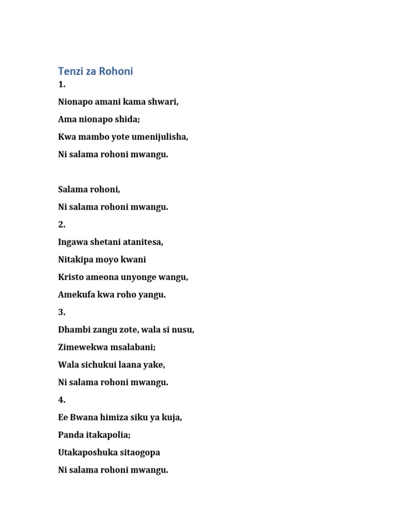 Tenzi Za Rohoni | PDF