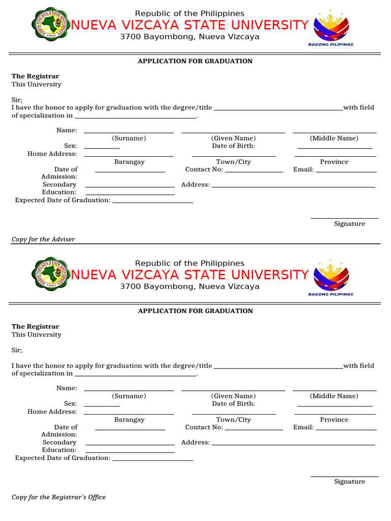 Application For Graduation | PDF
