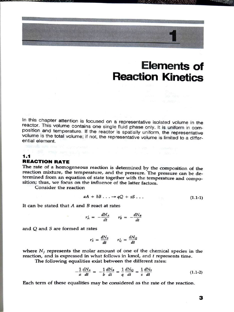 Elements of Reaction Kinetics | PDF