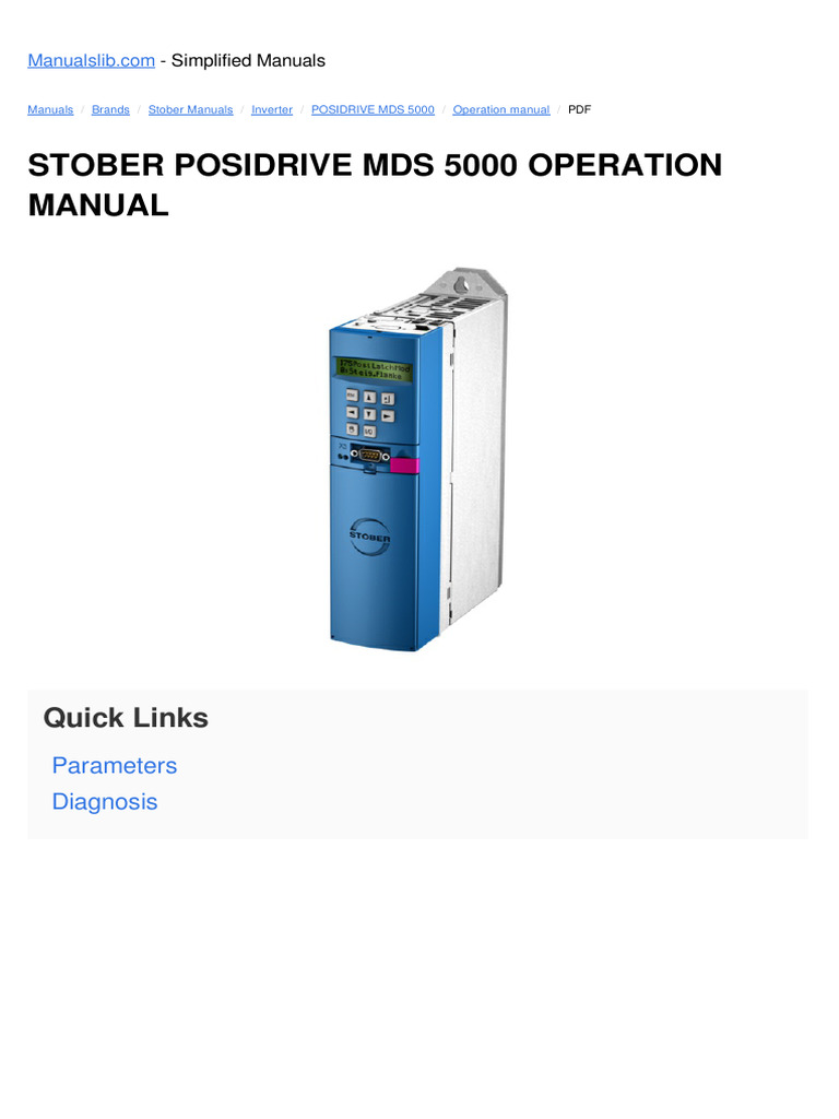 Stober Posidrive MDS 5000 Manual | PDF | Power Supply | Power Inverter