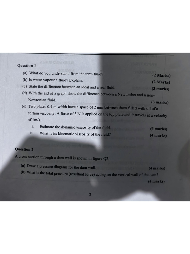 Fluid Mechanics 2024 Paper | PDF