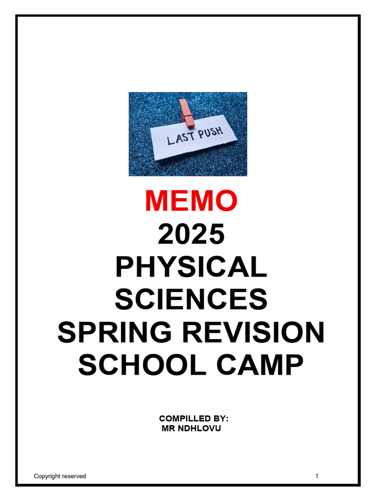 Physical Sciences Spring Revision 2025 | PDF | Chemical Reactions ...