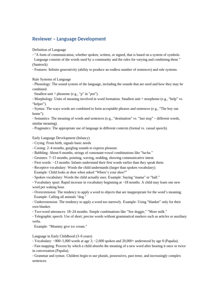 Understanding Language Development Stages | PDF | Language Development ...