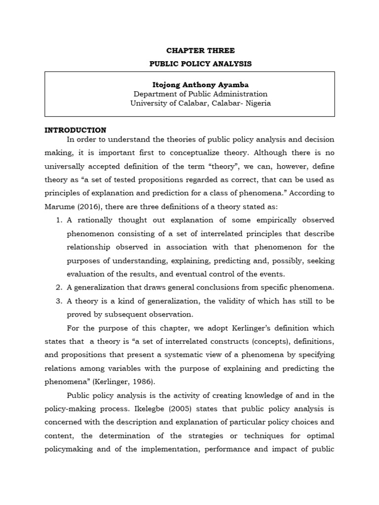 Public Policy Analysis Theories Explained | PDF | Decision Making ...