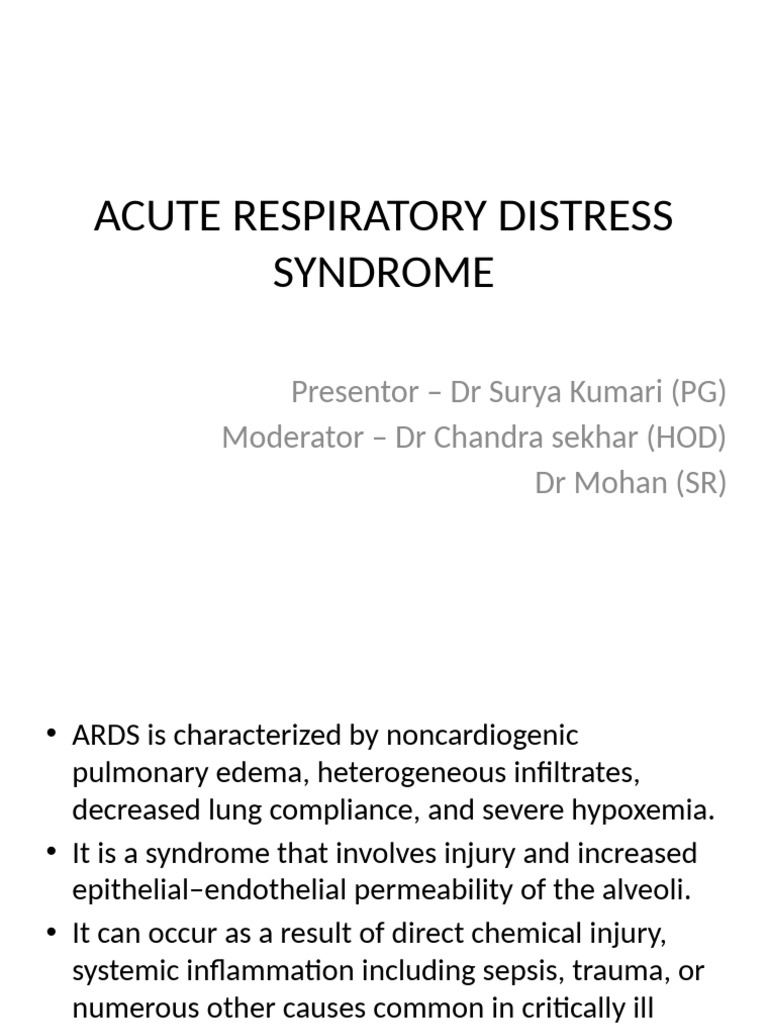Acute Respiratory Distress Syndrome | PDF | Lung | Medical Specialties